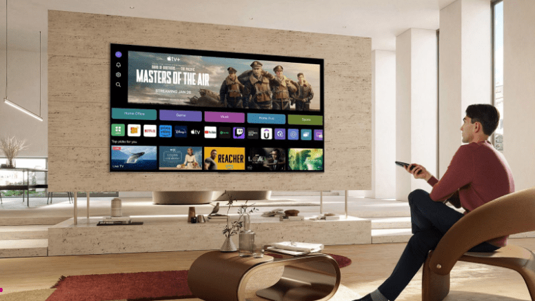 Home theater setup with large screen